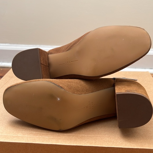 NEW Zara Suede Leather Ankle Booties in Cognac Brown, Size 38/ US 7.5 - Picture 5 of 5